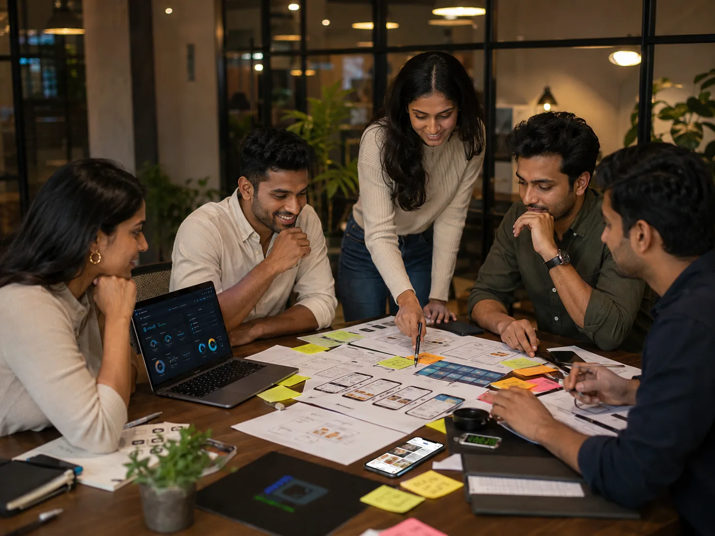 Product team planning restaurant ordering software and digital menu workflows