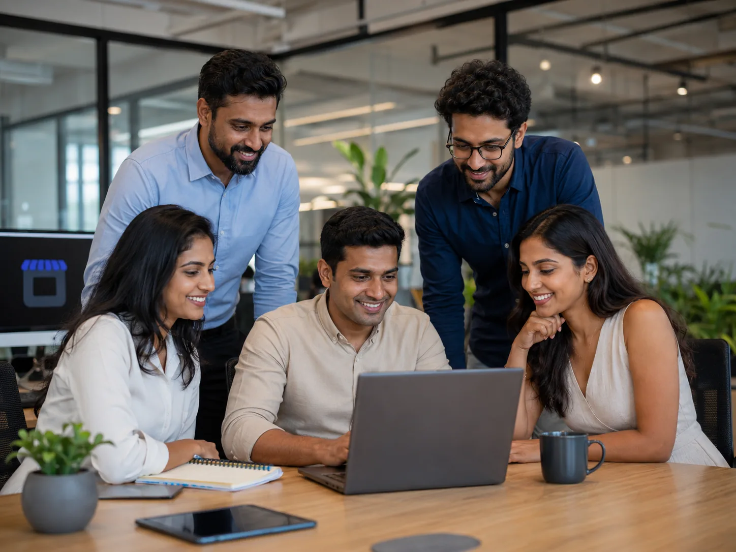 Technology team collaborating on restaurant software product