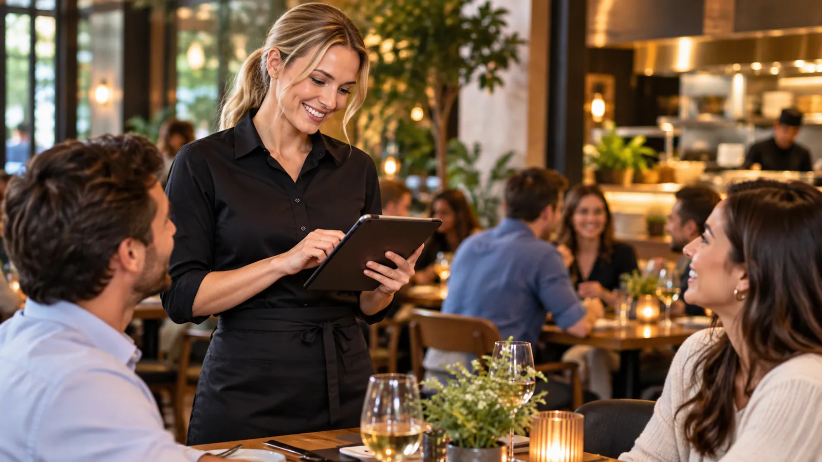 Bartender and kitchen lead coordinating a mixed order