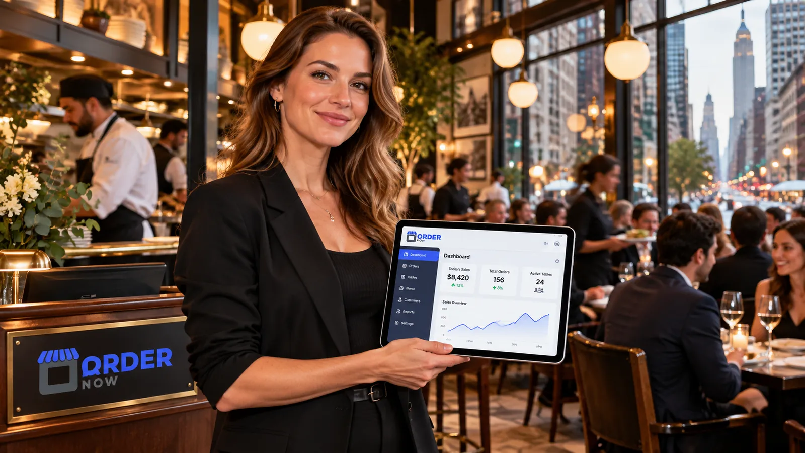 Bar manager conducting pre-shift review with staff