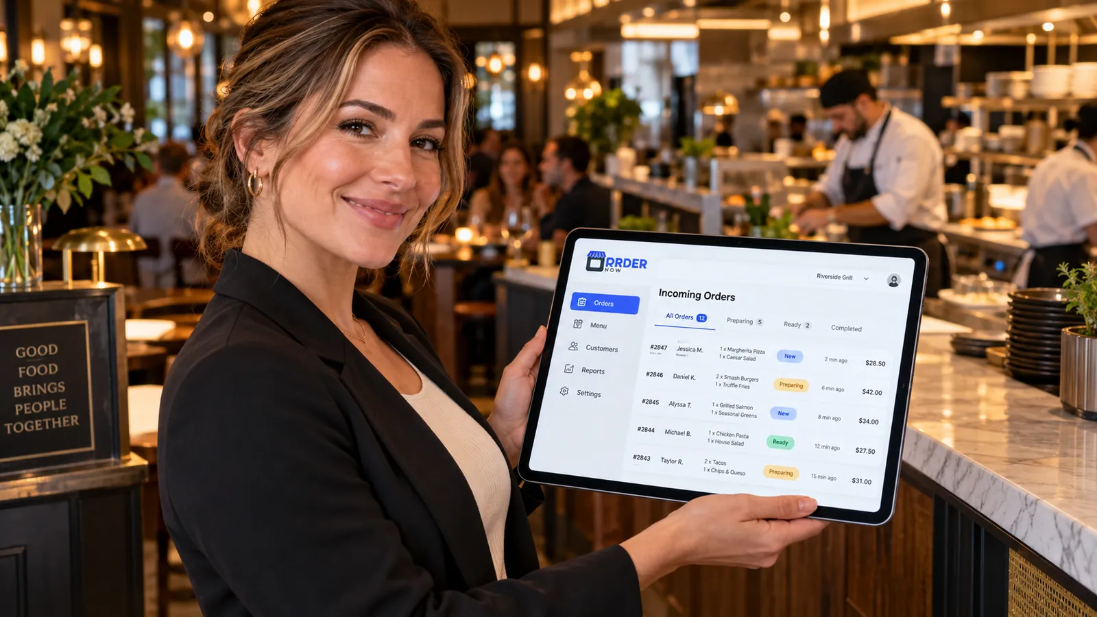 Independent restaurant owner managing direct online orders