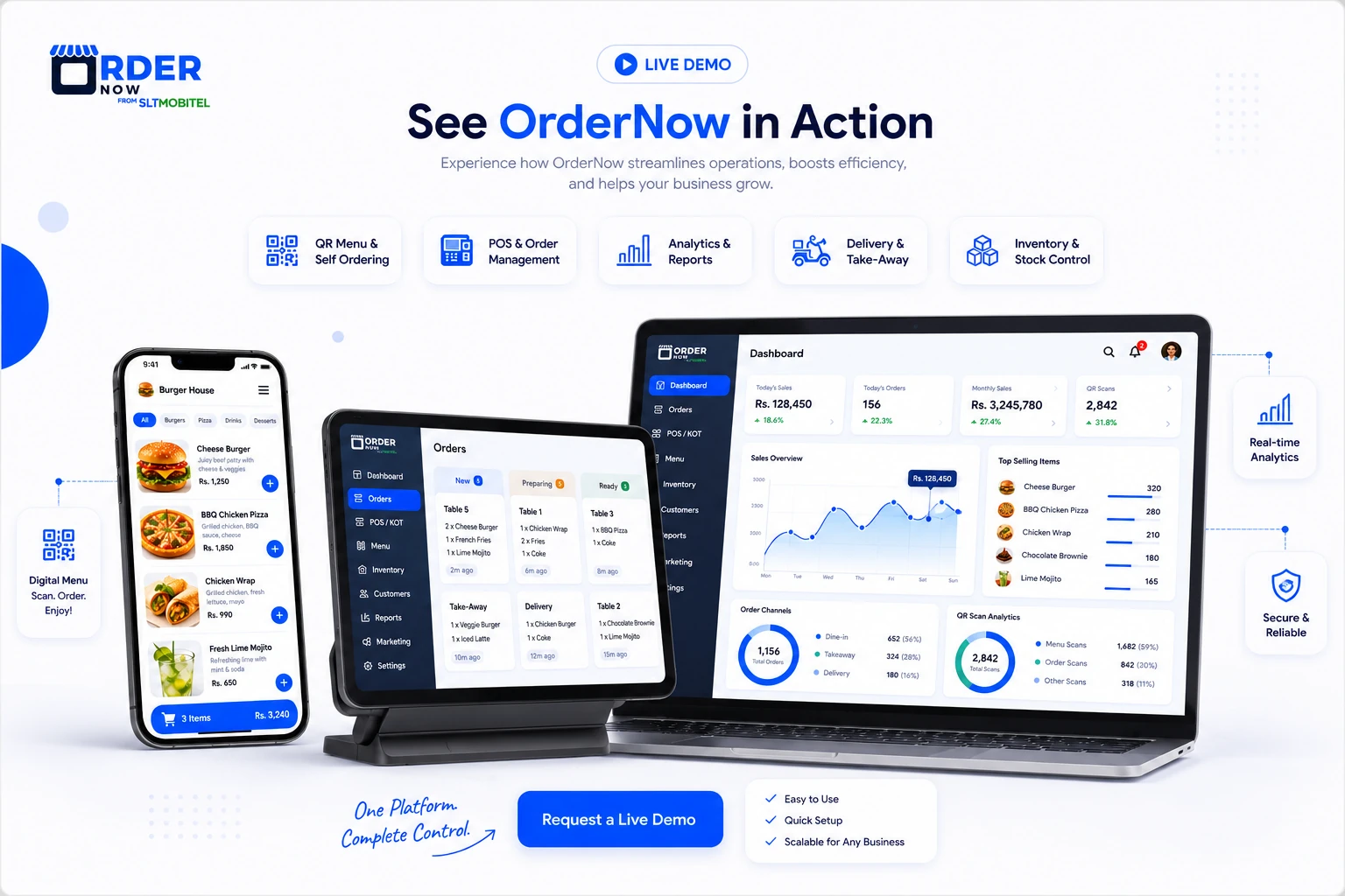 OrderNowQR menu demo devices
