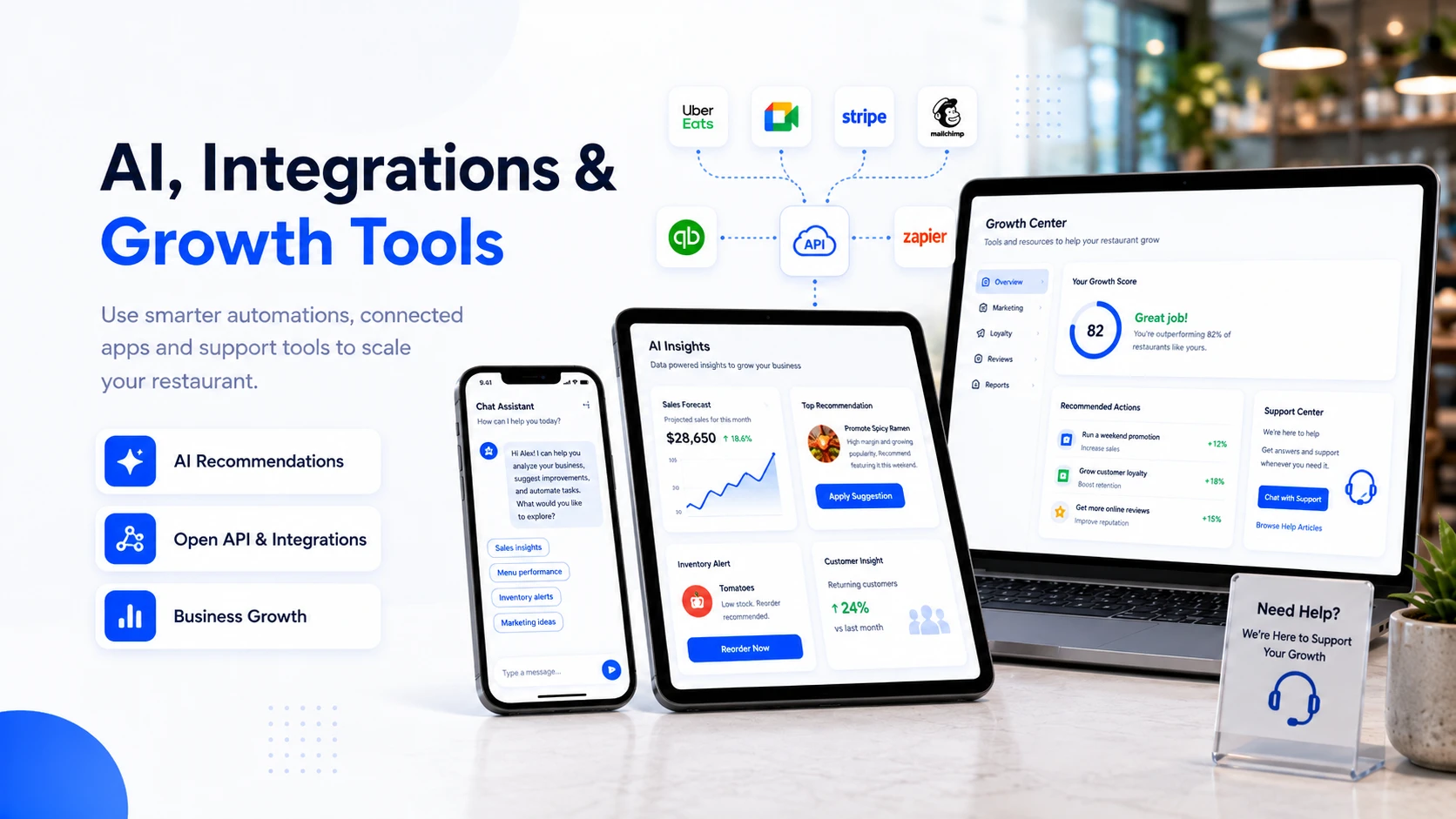 AI restaurant growth tools with insights, chatbot and recommendations