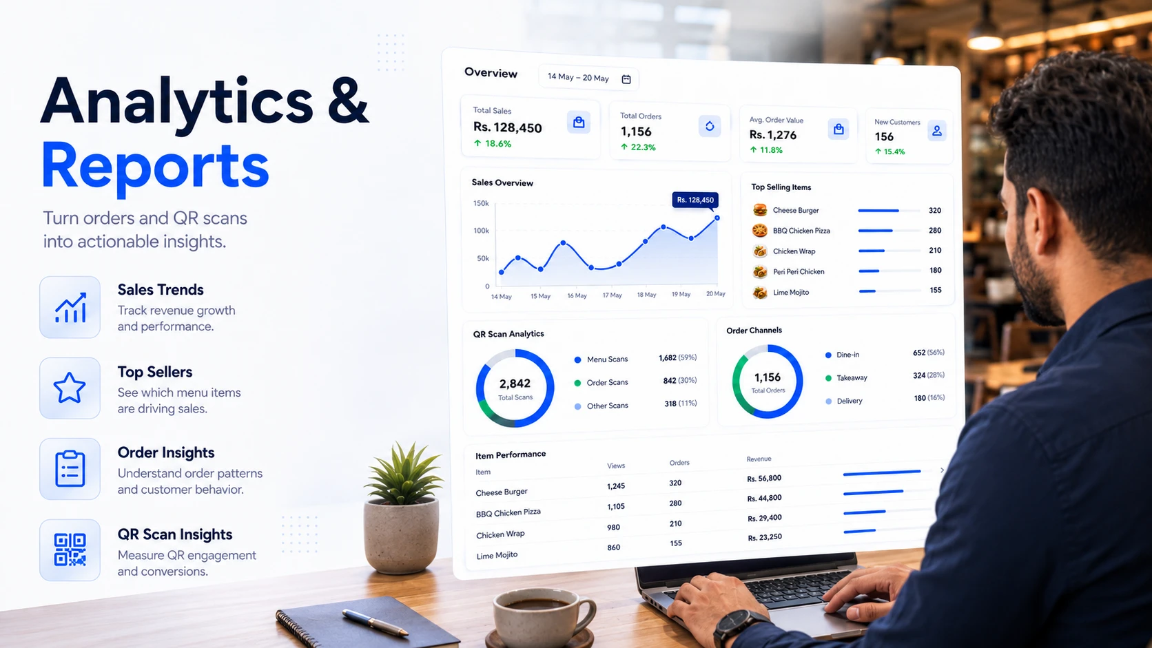 Restaurant analytics and reporting dashboard for OrderNow