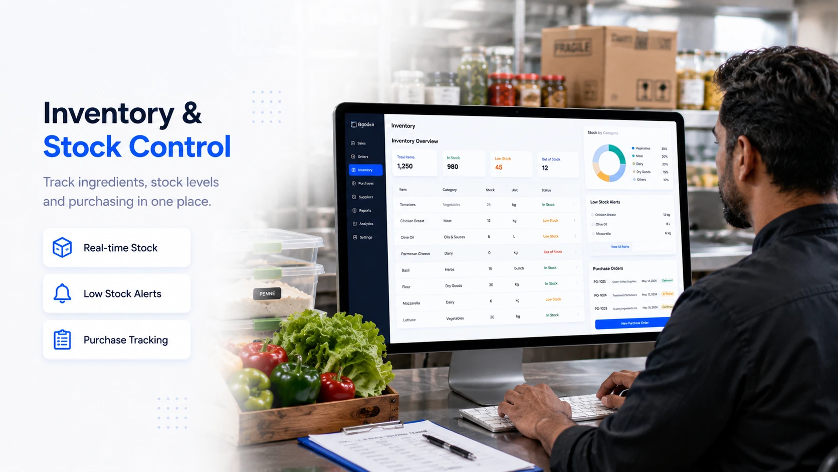 Restaurant inventory and stock control dashboard