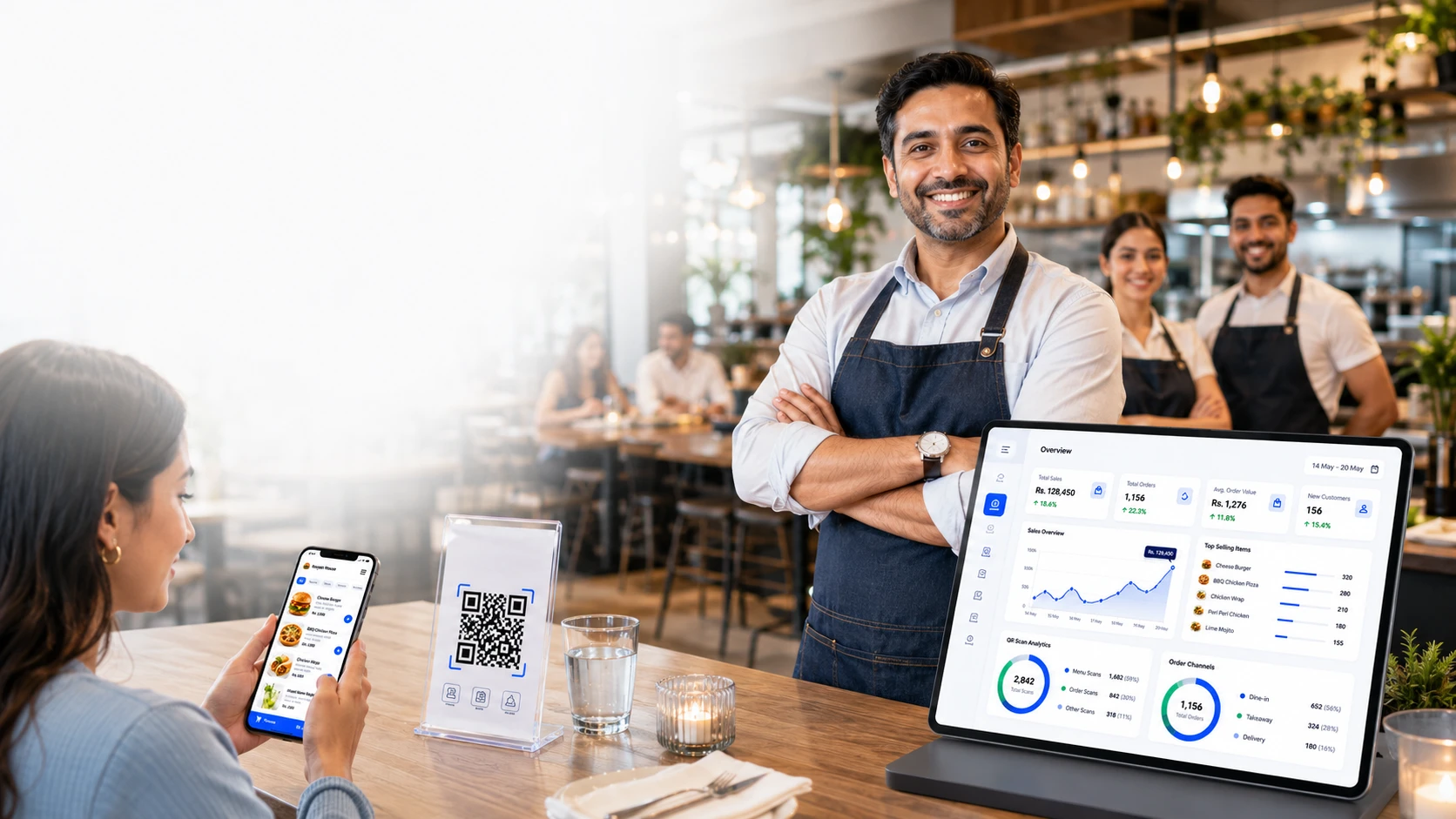 Successful restaurant using OrderNow dashboard and mobile QR ordering