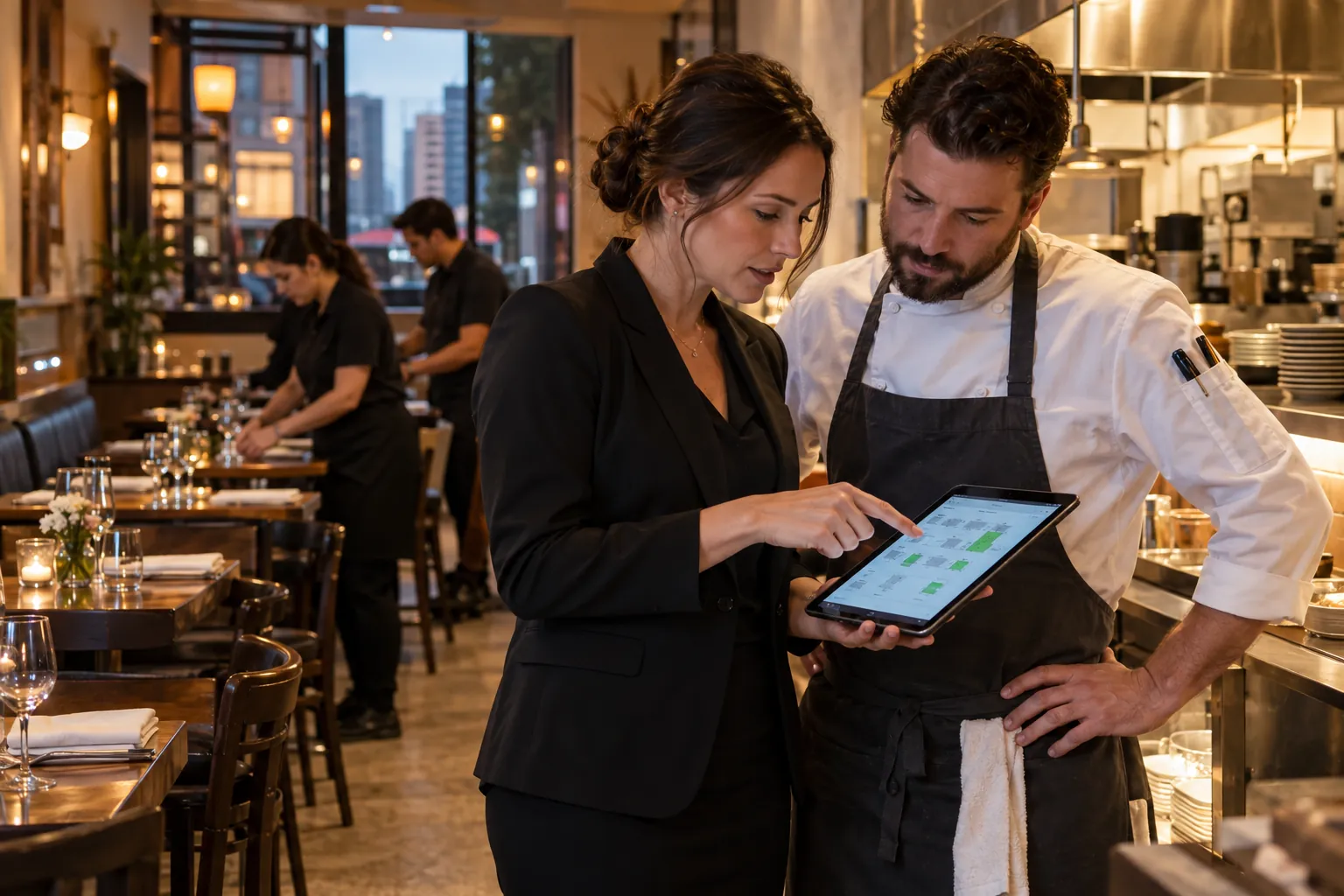 Houston restaurant team planning pickup and kitchen flow