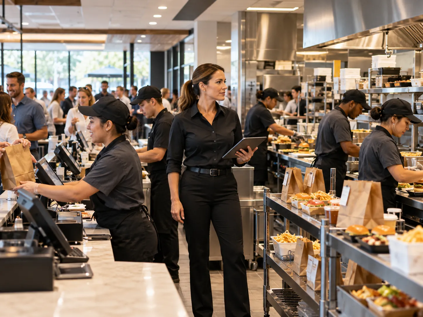 QSR cashier entering a combo order quickly