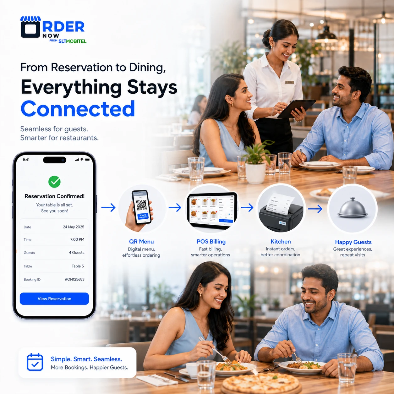 Table reservations connected with QR menu POS KOT and analytics