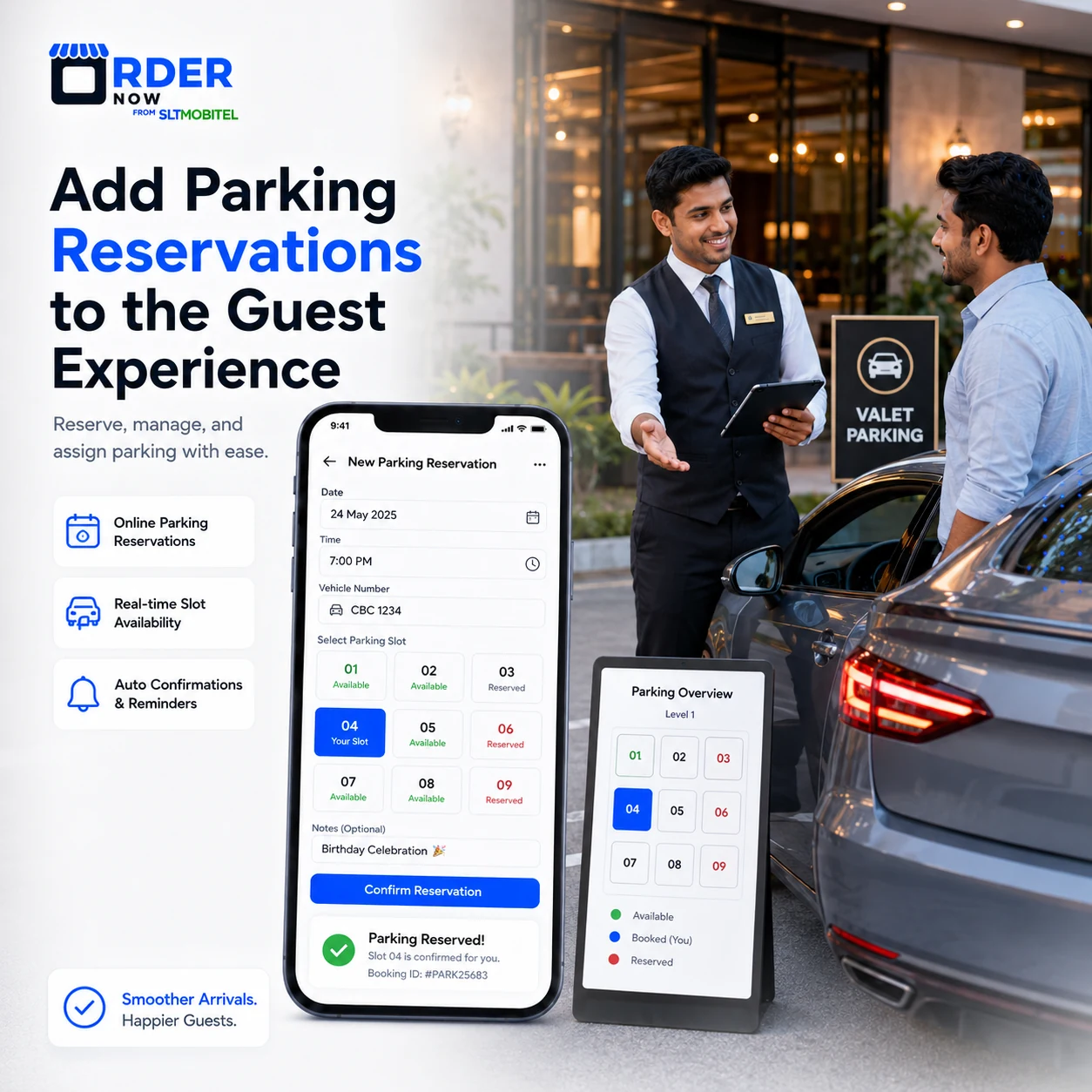 Restaurant and hotel parking reservation system