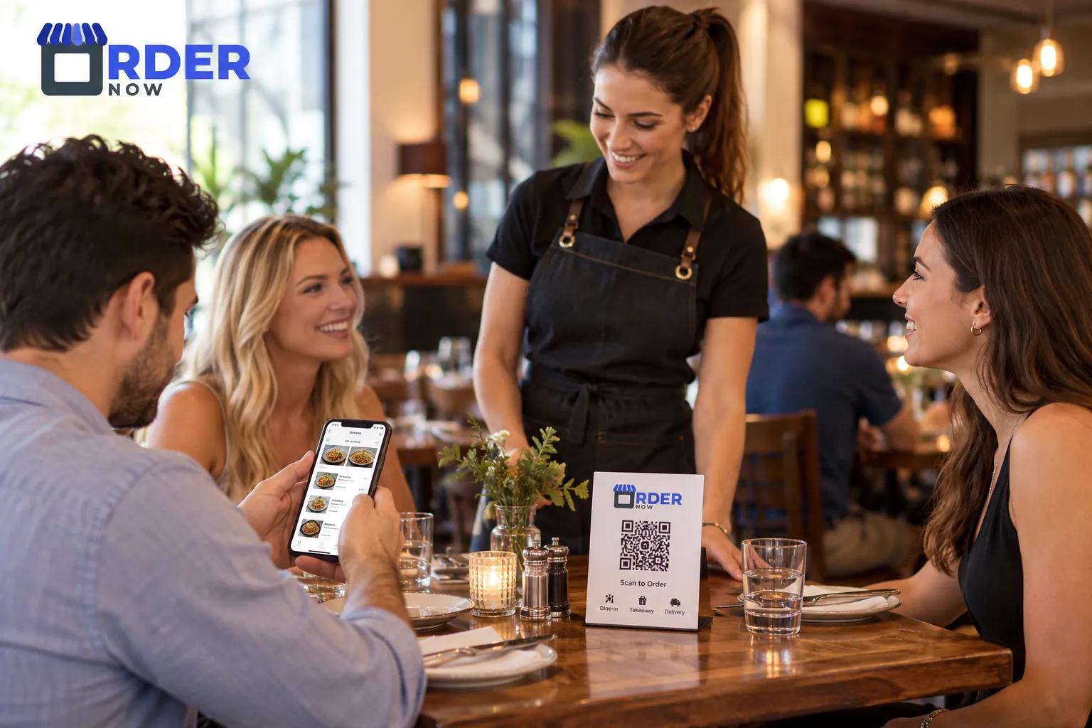 Orlando restaurant manager using restaurant software in a hospitality setting