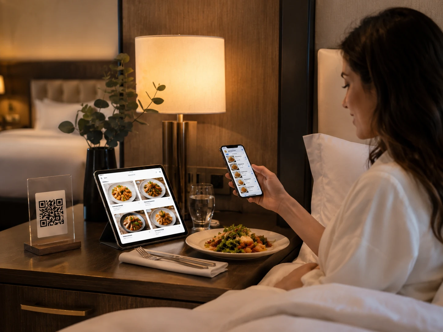 Hotel room service digital ordering setup