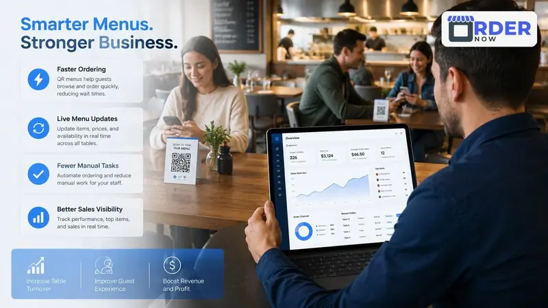 A connected digital menu can improve menu control, order clarity and visibility across restaurant service channels