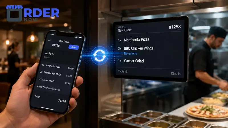 A clear KOT gives the kitchen the item, quantity, modifier and order context required to prepare food correctly