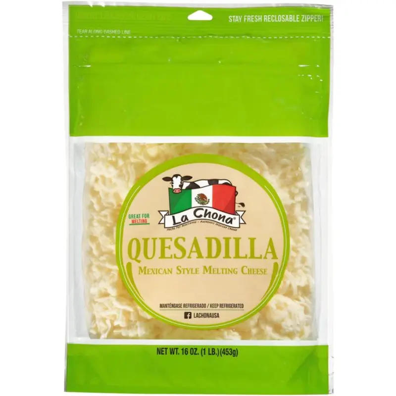 La Chona Quesadilla Cheese is a creamy, mild cheese perfect for melting in quesadillas or on top of other dishes. It's smooth and flavorful, making it a great addition to Mexican-inspired meals. at Tortilleria Y Taqueria La Bamba 1232 N Tamiami Trl SUITES 11-8 | Toast