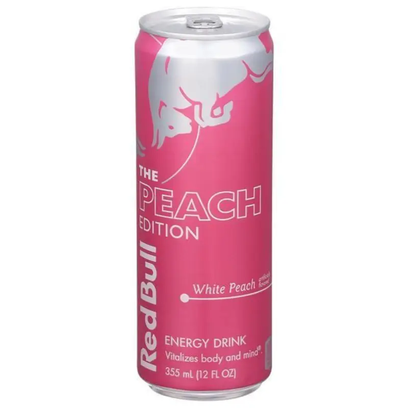 Red Bull Peach Edition Energy Drink White Peach, 114mg Caffeine, Taurine & B Vitamins 12oz