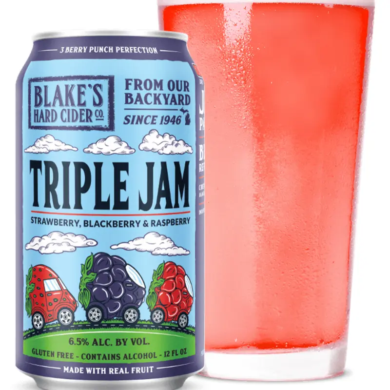 nspired by the juicy berries we grow on our farm each summer, Triple Jam is the perfect balance of ripe sweetness with bold fruit aromatics. Bursting with strawberries, blackberries, and raspberries, this semi-sweet captivates the nuance of our farm, in each and every taste. 6.5% ABV