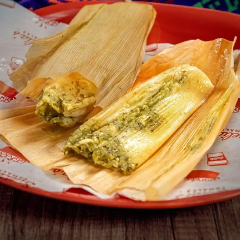 Tomatillo sauce and shredded chicken