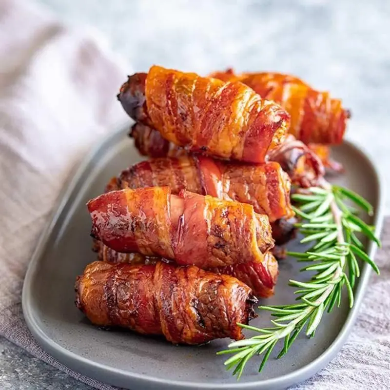 Bacon wrapped smoked sausages at Rocco's Catering 908 Audelia Rd #500 | Toast