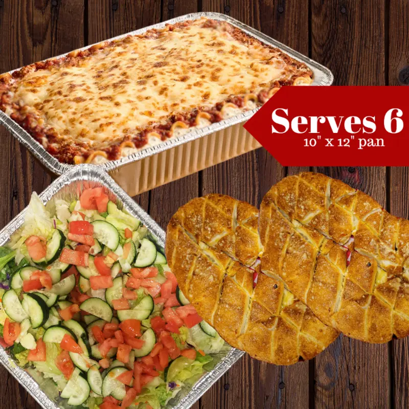Lasagna noodles layered with marinara sauce, fresh Italian sausage, seasoned ground beef and our special 3 cheese ricotta blend. Add-on a protein or veggie of your choice. Includes salad and bread. (Serves 6-8)