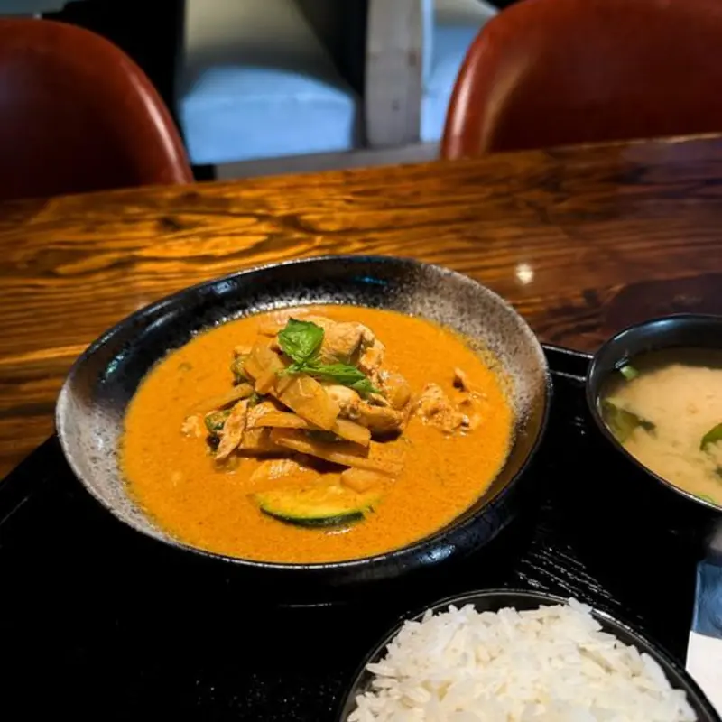 L - CURRY (with rice) at Moon Thai Coral Gables | Toast