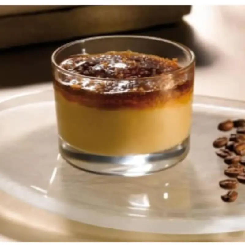 Creamy custard flavored with espresso, topped with caramelized sugar at Shokitini | Toast
