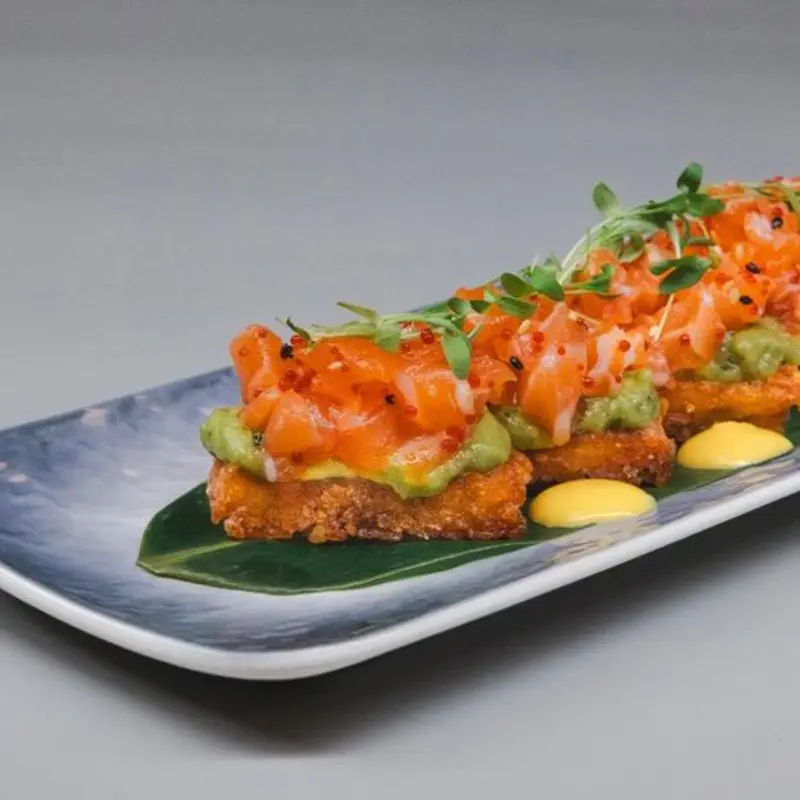 CRISPY SALMON TRUFFLE GUACAMOLE at Sokai Sushi Bar Hallandale | Toast