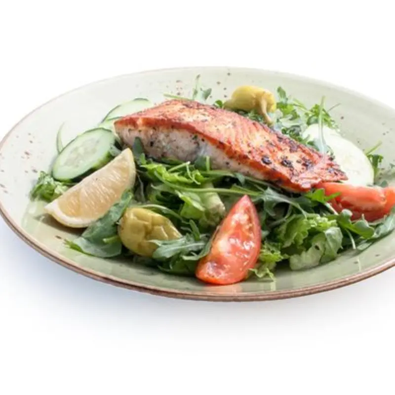 Grilled Salmon Salad at Russo's New York Pizzeria & Italian Kitchen | Galveston (Texas) | Toast