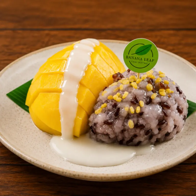 SWEET STICKY RICE WITH MANGO at Banana Leaf ATL Thai  Sushi  Bar | Toast