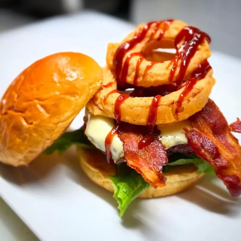 BBQ Crispy Onion Bacon Burger at The Food Corner | Toast