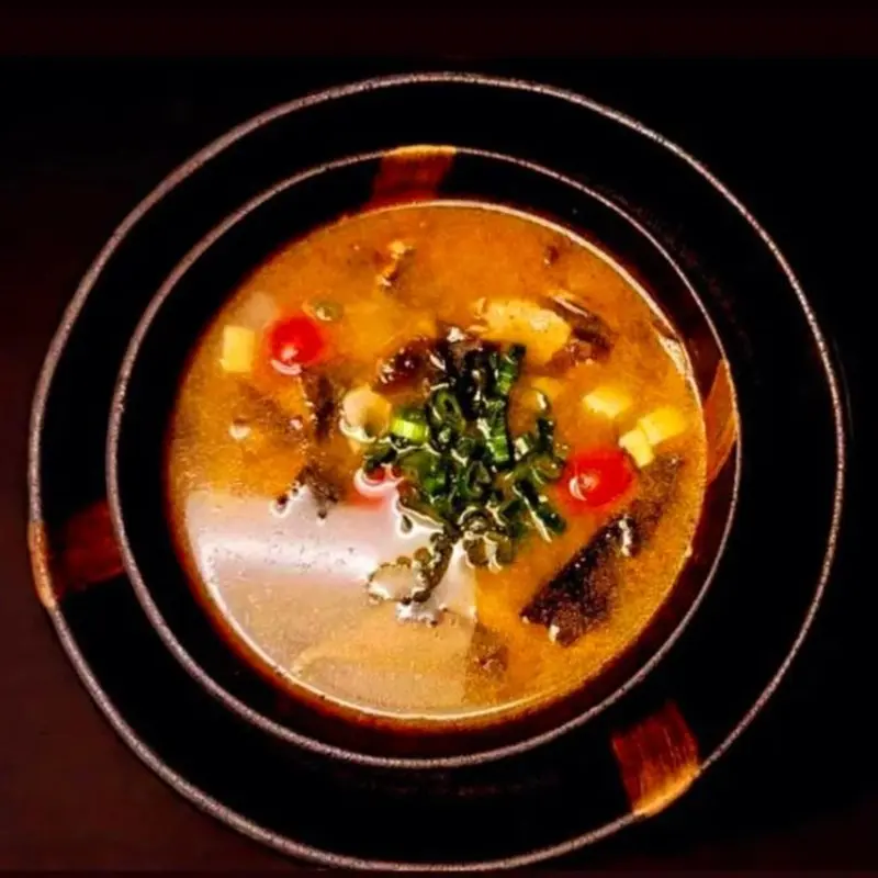 Tom Yum Chicken Miso Soup at Barchi Sushi - 206 Colorado St. | Toast