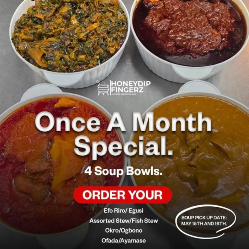 Soup Bundle (Call for Availability) at Honey-Dip Fingerz | Toast