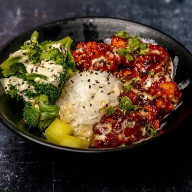 Korean Fried Chicken Bowl at Nyam Nyam Nyam Nyam Korean BBQ | Toast