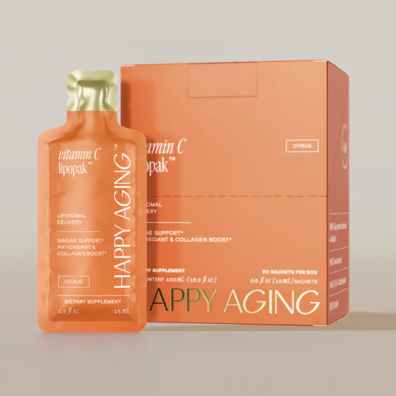 Vitamin C Lipopak packs a clinically active 1,000 mg of vitamin C inside a liposomal sachet that absorbs up to 5× better than tablets, flooding your system with the antioxidant that fuels white-blood-cell activity and antibody production. A touch of vitamin E adds fat-soluble protection to help recycle vitamin C for longer defense, while citrus bioflavonoids enhance uptake so more of every dose reaches your immune cells. The result? Fast, gentle, vegan support that keeps colds at bay and recovery times short—no stomach upset, no artificial ingredients, just daily resilience in a bright citrus sip. Partnership between Happy Aging & Tap