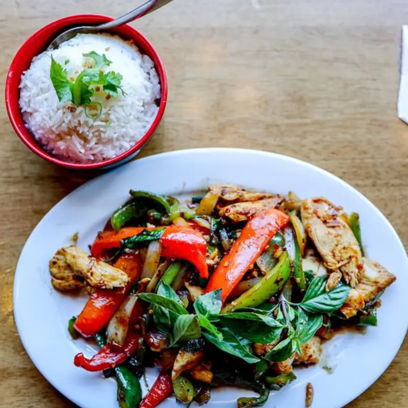 Thai Basil Chicken at FLYING MONK NOODLE BAR
