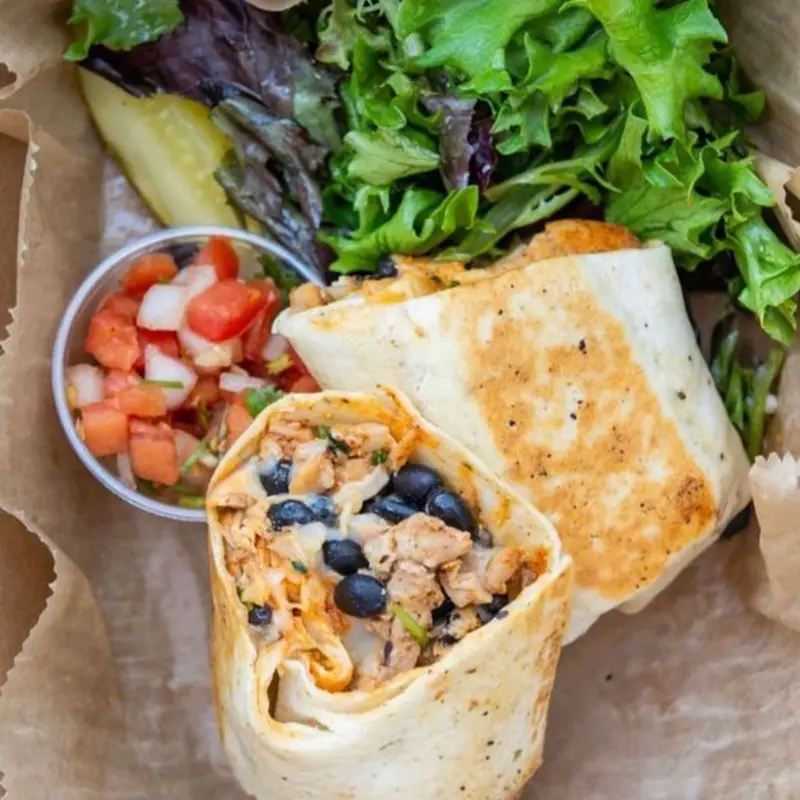 Roasted Lime Chicken Burrito at Kayak Kafé - Broughton 1 East Broughton Street