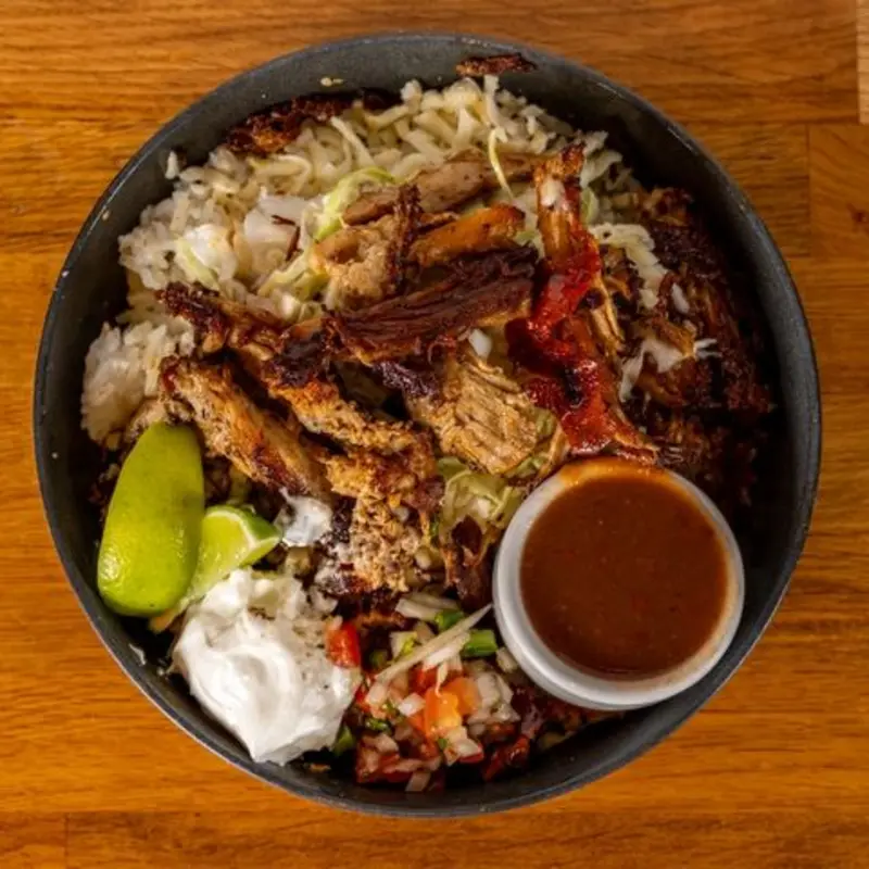 Carnitas Bowl at Snakes & Lattes Tempe