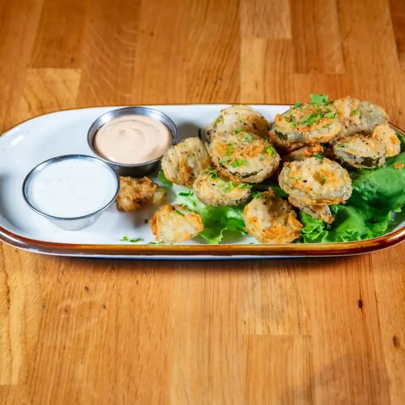 Spicy Fried Pickle Chips at Snakes & Lattes Tempe