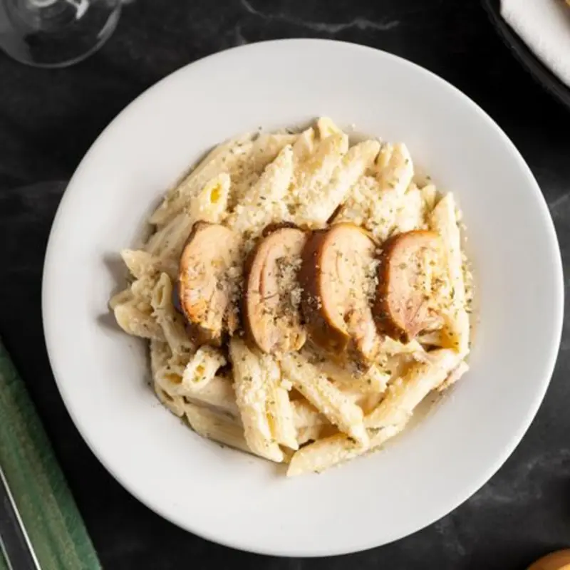 Smoked Pulled Chicken Alfredo at Papa Georgios 220 E Monument Ave STE A
