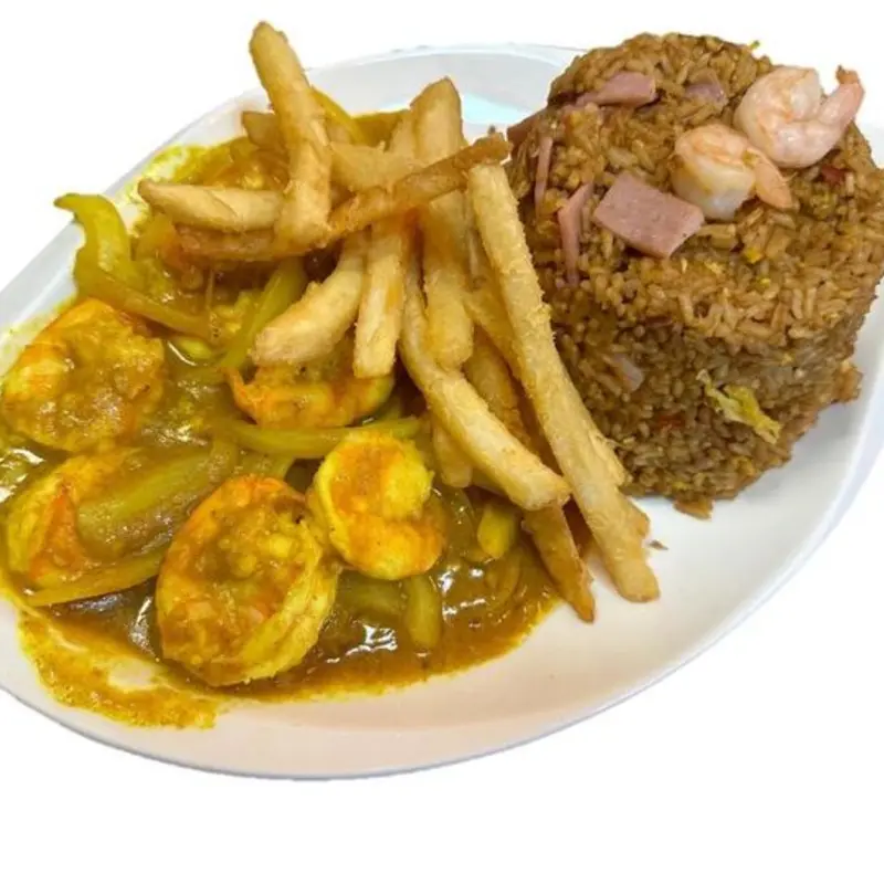 Curry Shrimp Combo - Camarones al Curry at Chino Rico 1 - Chinese & Latin Fusion with Bubble Tea & Desserts 1315 N John Young Pkwy