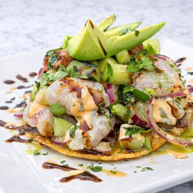 Tostada de Aguachile at CRUDA Mariscos & Oyster Bar