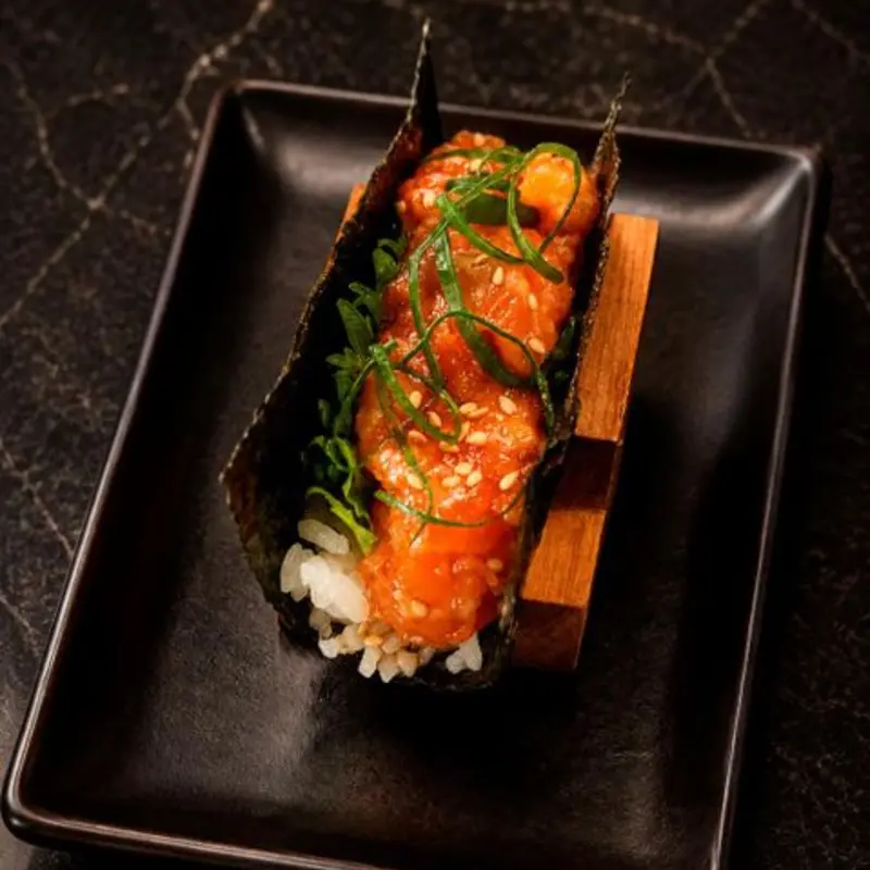 Spicy Salmon Handroll at Obon - Tucson 350 E Congress St