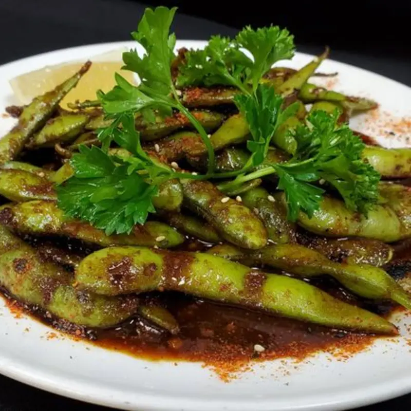 Spicy Garlic Edamame at My Thai and Vegan - Frisco 6363 Dallas Parkway