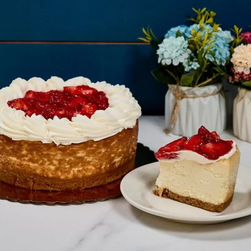 Strawberry Topped Ricotta Cheesecake Slice