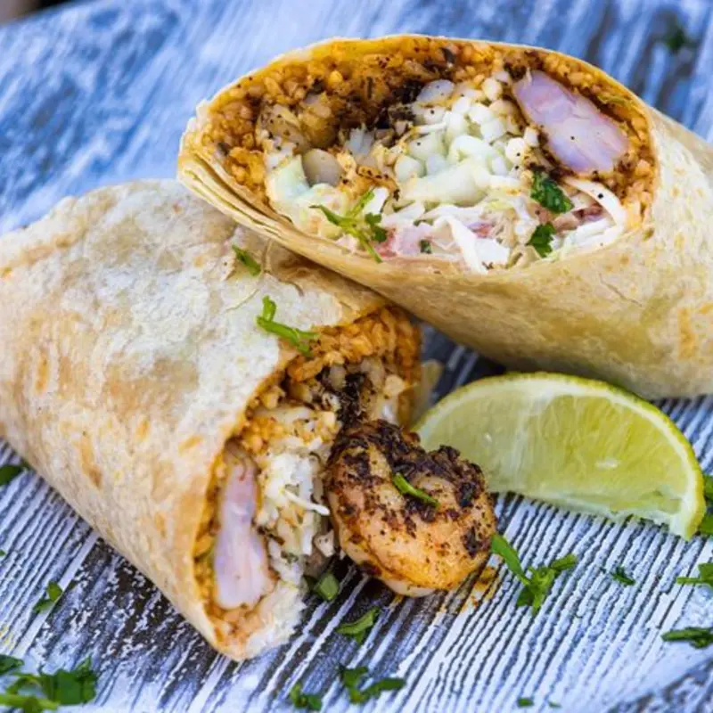 Blackened Seafood Burrito at Taco Bus Clearwater Beach