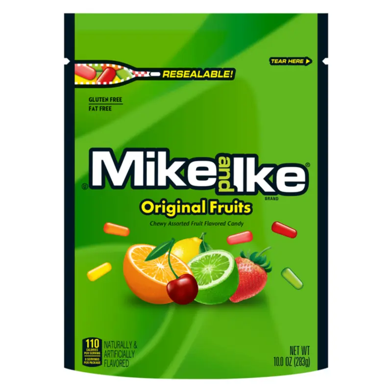 Mike and Ike Original Fruits Chewy Candy 10 Ounce Stand up Bag 1 Count