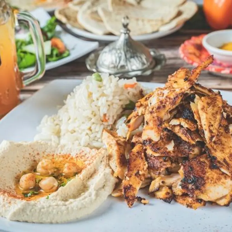 Chicken Shawarma Plate at Cafe Petra Greek & Lebanese Restaurant 8498 S Sam Houston Pkwy E, Unit 700