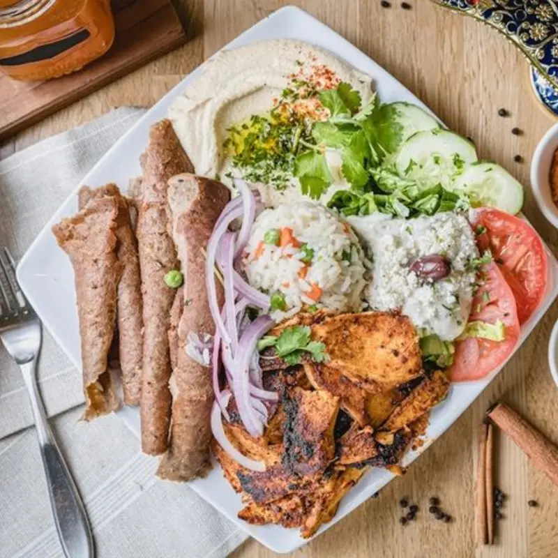 Combo Plate at Cafe Petra Greek & Lebanese Restaurant 8498 S Sam Houston Pkwy E, Unit 700