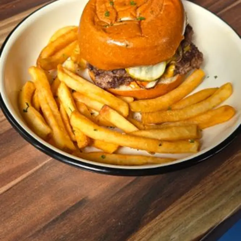 Onion Smash Burger at Good Vibes Coastal Kitchen, LLC Pearland