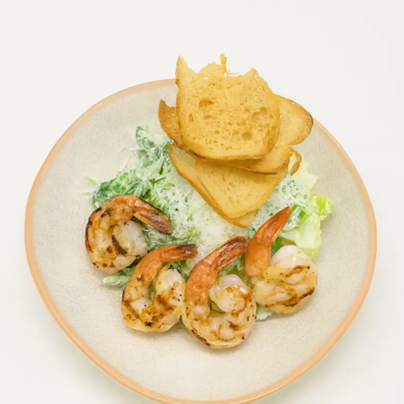 Caesar salad with shrimp